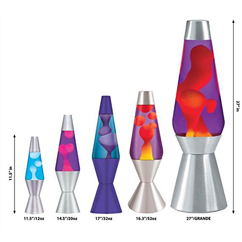 Lava Lite 2124 Original 14.5-Inch Silver Base Lamp with Yellow Wax Blue Liquid K2514