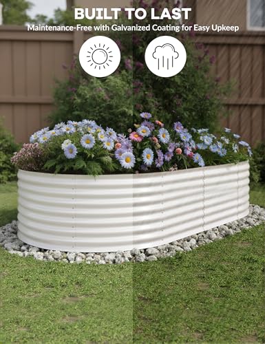 4x2x2Ft Oval Galvanized Steel Raised Garden Bed - Outdoor Metal Planter Box for Vegetables, Flowers, Herbs L43315