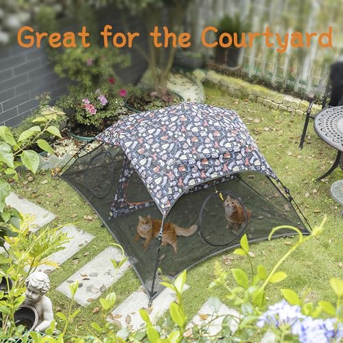 X-Large Catio Outdoor Cat Enclosure and Cat Tower Tent, 3-Tier Portable Foldable, Two Doors Z502328