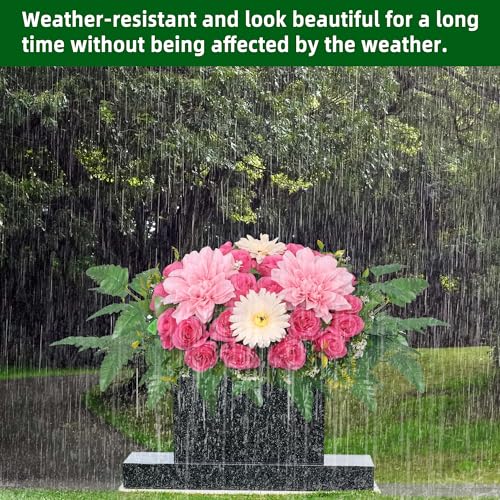 Artificial Cemetery Flower Saddle for Headstone Memorial Decorations, Light Blue K591112