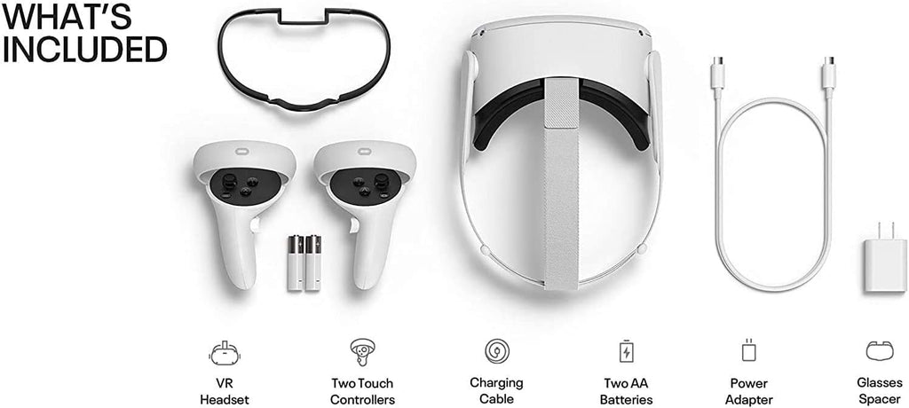Oculus Quest 2 VR Headset 128GB White with USB-C Link Cable and Silicone Face Covers C964
