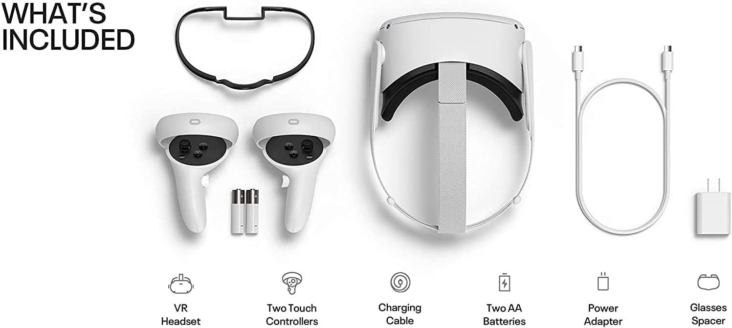 Oculus Quest 2 Gaming VR Headset 128GB Set, White Q2331