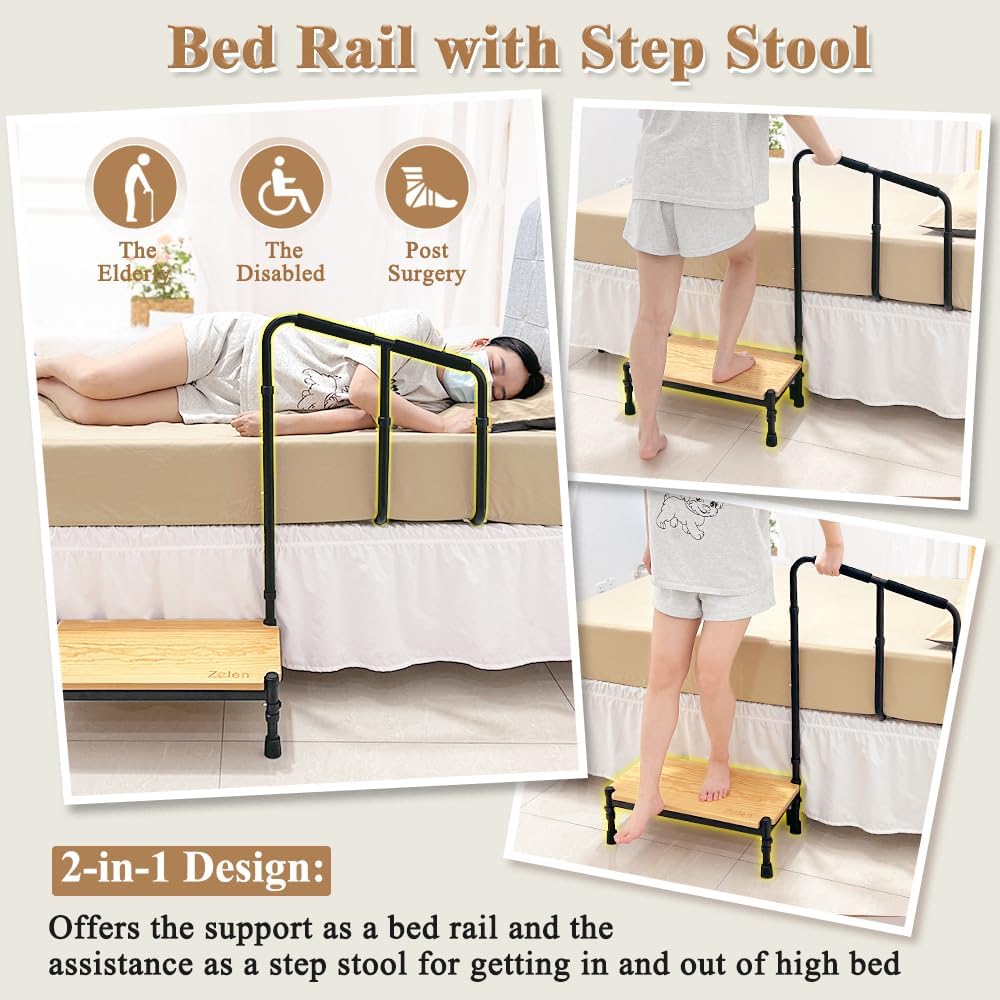 Zelen Bed Steps for High Beds with Handle for Seniors A4692