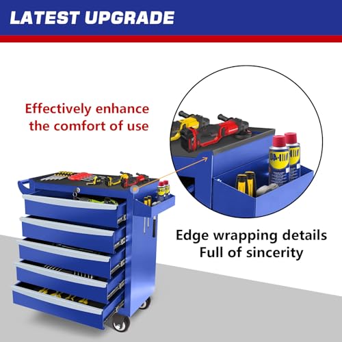 Rolling Tool Chest, Metal Tool Box with 5 Drawers, Lockable Garage Storage Cabinet Q978
