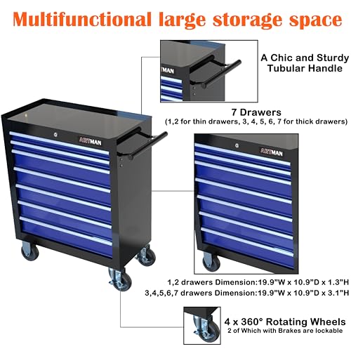 5-Drawer Rolling Tool Cart with Wheels, Black V51953