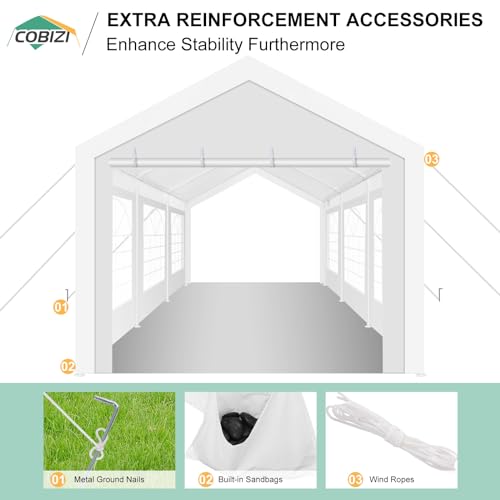 COBIZI 20x40 Party Tent Heavy Duty with Removable Sidewall, White S4012