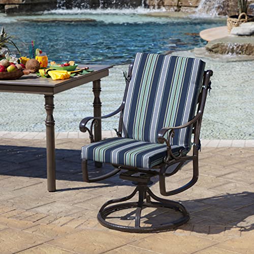 ARDEN Outdoor Dining Chair Cushion 20 x 20 in Weather-Proof Fade Resistant Sapphire Blue J523