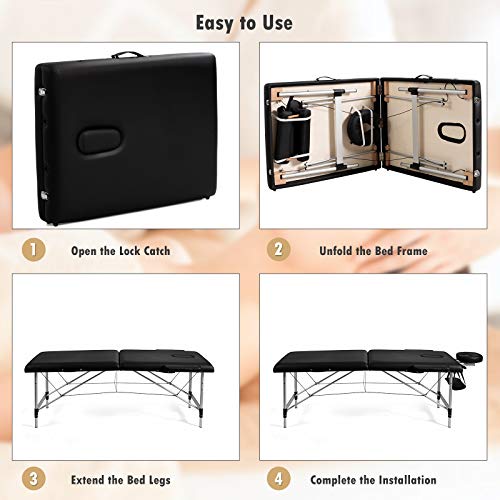 Giantex 84" Portable Massage Table with Face Cradle & Carry Case T442
