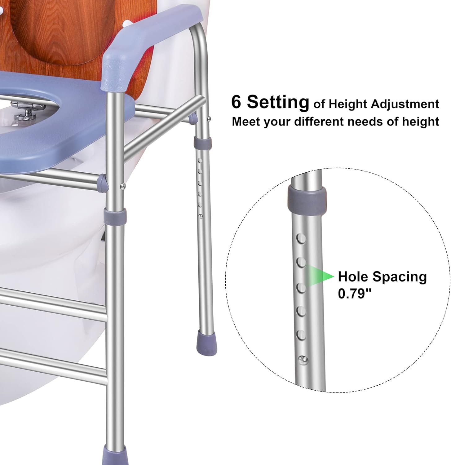Raised Toilet Seat with Handles for Seniors, Adjustable Height, 400lbs D20737