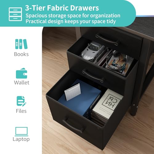 Lufeiya Computer Desk with File Drawers and Keyboard Tray, 47 Inch, Rustic Brown C1034