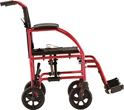 NOVA Medical Products Ultra Lightweight Transport Chair, Red J18370