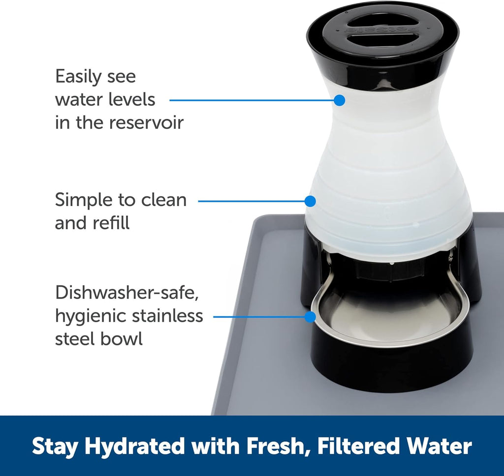 PetSafe Healthy Pet Water Station Large 320 oz Gravity Pet Water Fountain with Stainless Steel Bowl O738