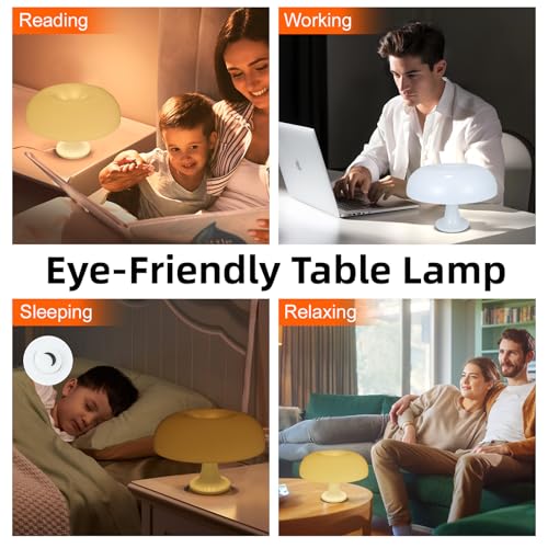 Orange Mushroom Table Lamp, Dimmable, 3 Lighting Settings, Retro Desk Lamp I821073