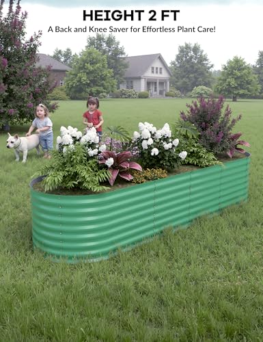 4x2x2Ft Oval Galvanized Steel Raised Garden Bed - Outdoor Metal Planter Box for Vegetables, Flowers, Herbs L43315