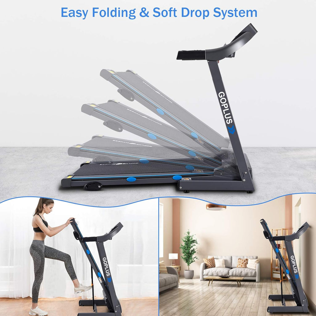 Goplus 2.25HP Folding Treadmill with Incline, Electric Walking Running Machine K607