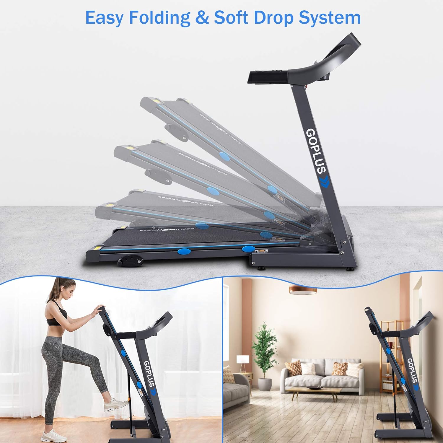 Goplus 2.25HP Folding Treadmill with Incline, Electric Walking Running Machine K607