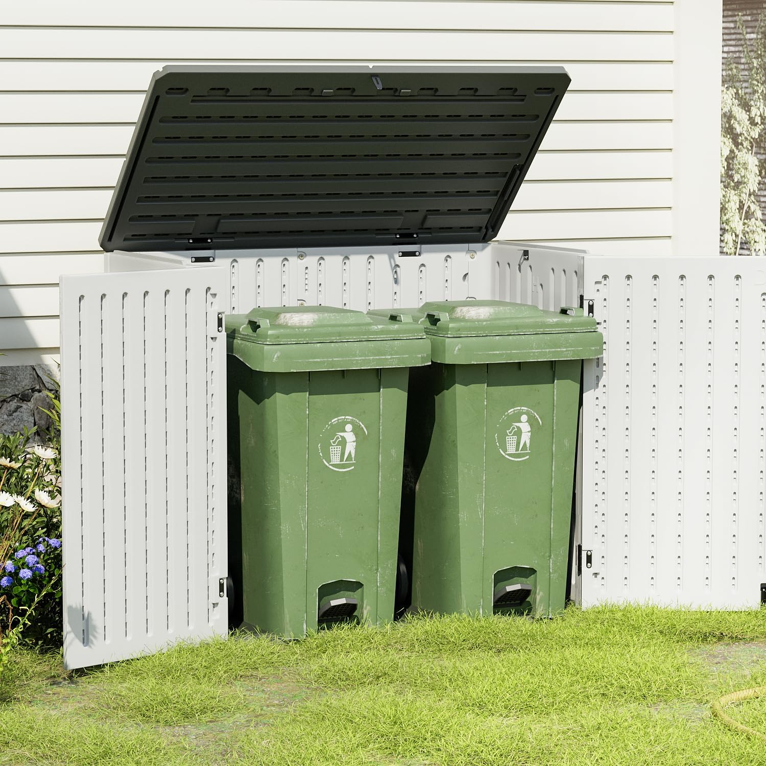 Greesum Outdoor Storage Shed 4 x 2 ft Resin Utility Tool Shed with Lock, White M5068