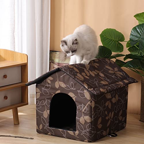 Outdoor Cat House Waterproof Shelter for Cats and Dogs, Brown W706