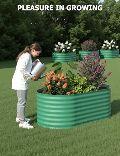 4x2x2Ft Oval Galvanized Steel Raised Garden Bed - Outdoor Metal Planter Box for Vegetables, Flowers, Herbs L43315