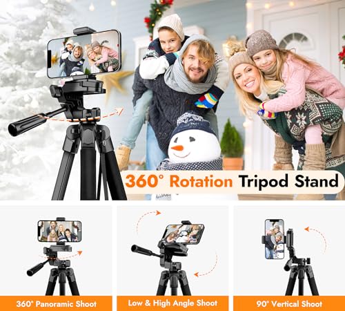 JOILCAN Phone Tripod, 67" Aluminum Camera Tripod Stand with Wireless Remote and Carry Bag A208130