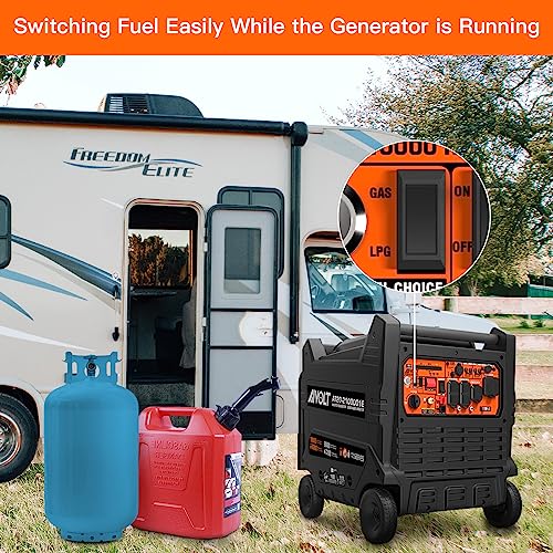 AIVOLT 8000W Dual Fuel Portable Inverter Generator, Gas Propane, Electric Start, RV Ready F63979