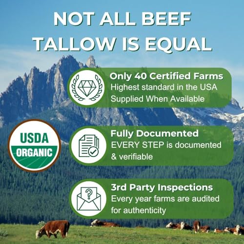 Organic Beef Tallow Balm for Skin with Jojoba Oil and Cocoa Butter, Unscented, 2.5 fl oz W37304