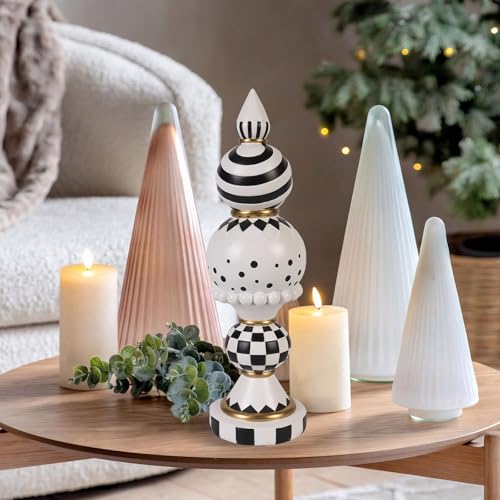 Black and White Checkered Snowman Christmas Decorations Indoor W584
