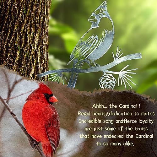 Metal Birds Tree Decor Cardinal Statue in Weathering Steel X765244