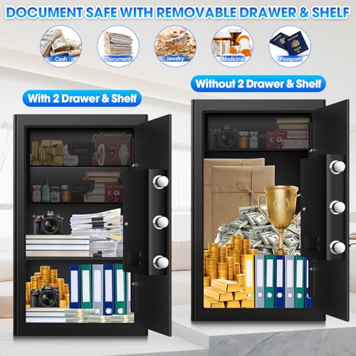 2.6 Cuft Fireproof Home Safe Box with Digital Keypad and Key J202