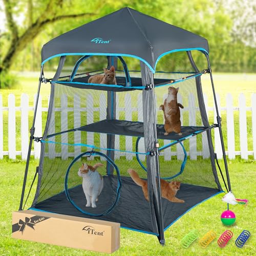 X-Large Catio Outdoor Cat Enclosure and Cat Tower Tent, 3-Tier Portable Foldable, Two Doors Z502328