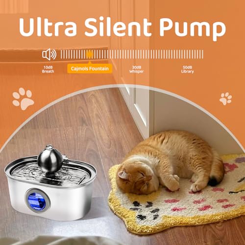 Stainless Steel Cat Water Fountain, 108oz with Water Level Window B9718