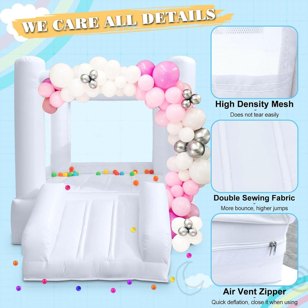 Small White Bounce House with Slide for Kids Aged 2-6 K14067