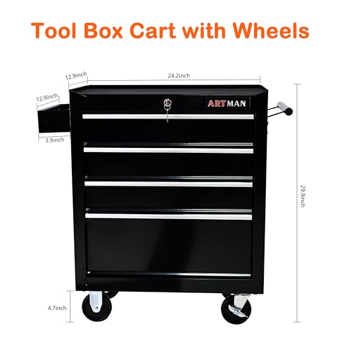 5-Drawer Rolling Tool Cart with Wheels, Black V51953