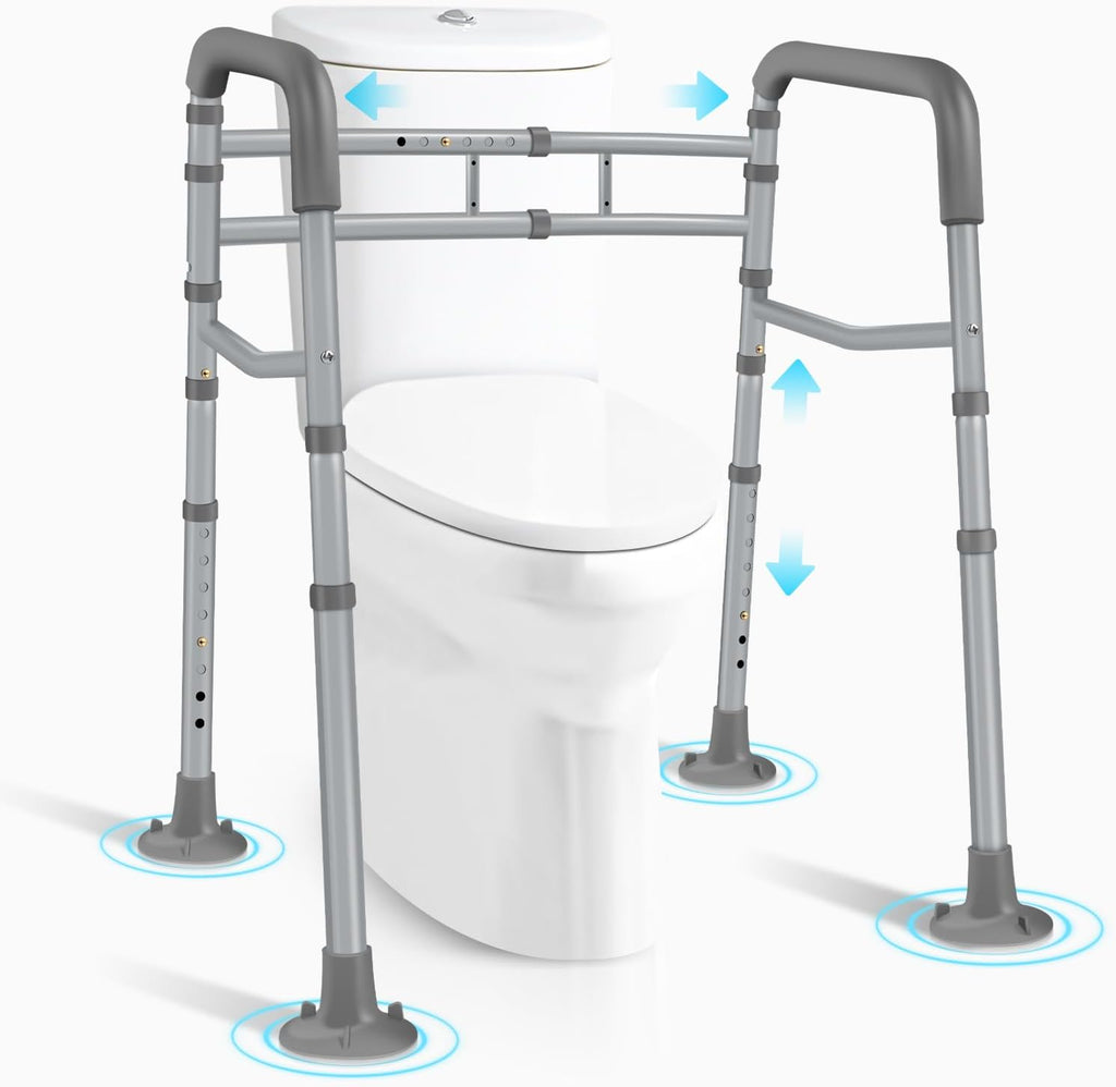 Toilet Safety Rails - Adjustable Detachable Toilet Safety Frame with Arms - Heavy-Duty Stand Alone Toilet Support Rails for Seniors - Fits Any Toilets - FSA/HSA Eligible