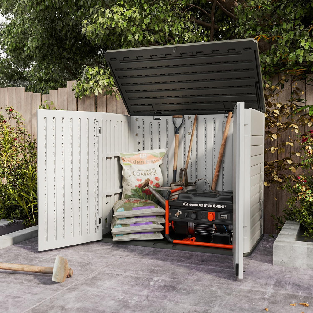 Greesum Outdoor Storage Shed 4 x 2 ft Resin Utility Tool Shed with Lock, White M5068