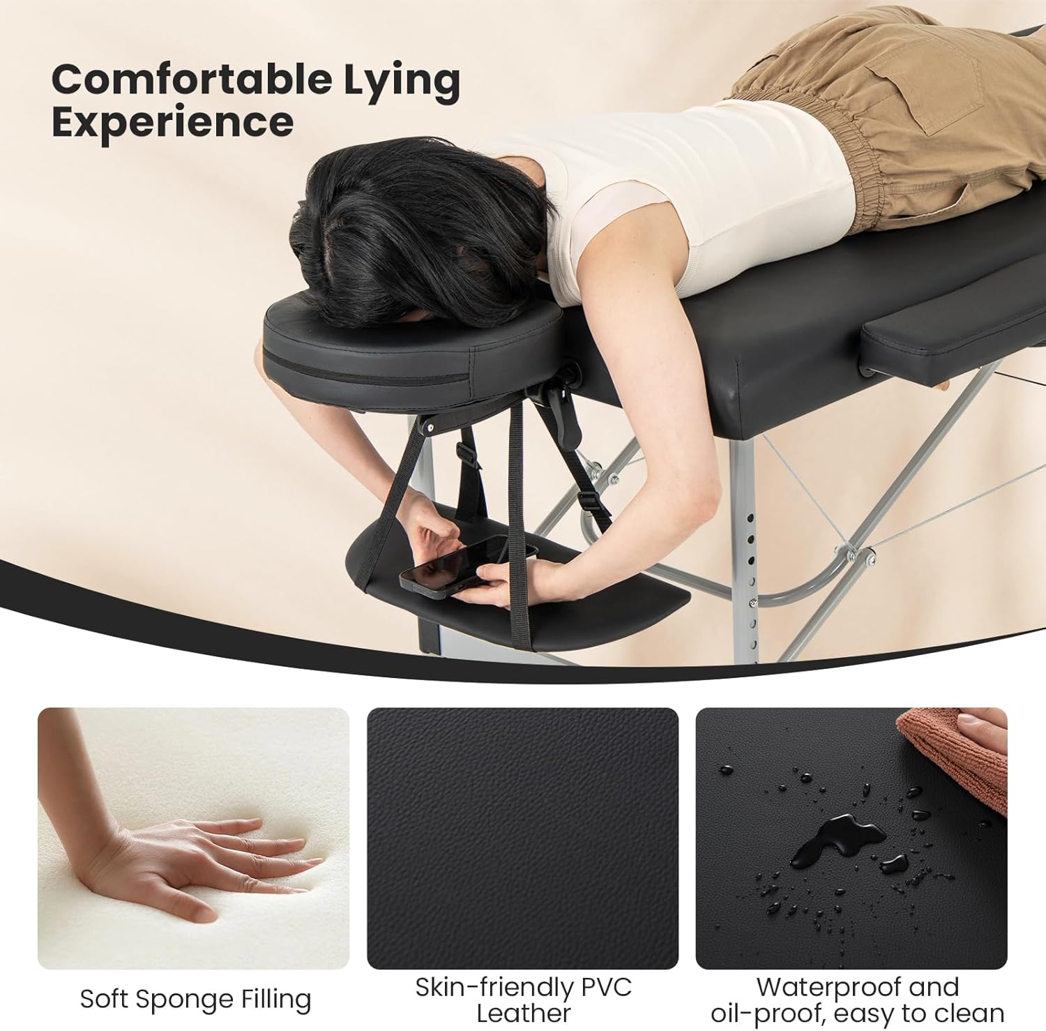 Giantex Portable Massage Table with Carrying Bag, Black Z37167