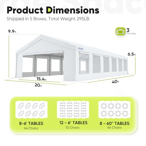 Quictent 20x20 Party Tent Heavy Duty Outdoor Canopy with Storage Bags M75972