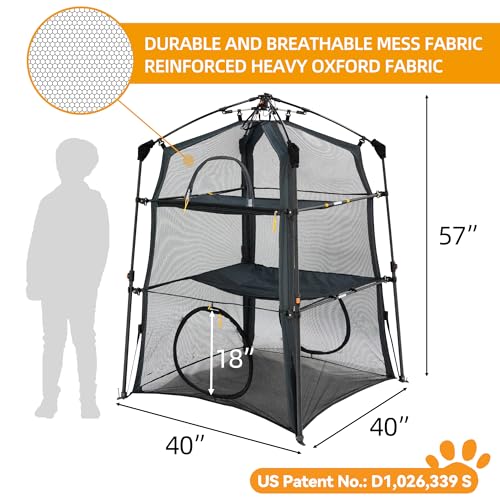 X-Large Catio Outdoor Cat Enclosure and Cat Tower Tent, 3-Tier Portable Foldable, Two Doors Z502328