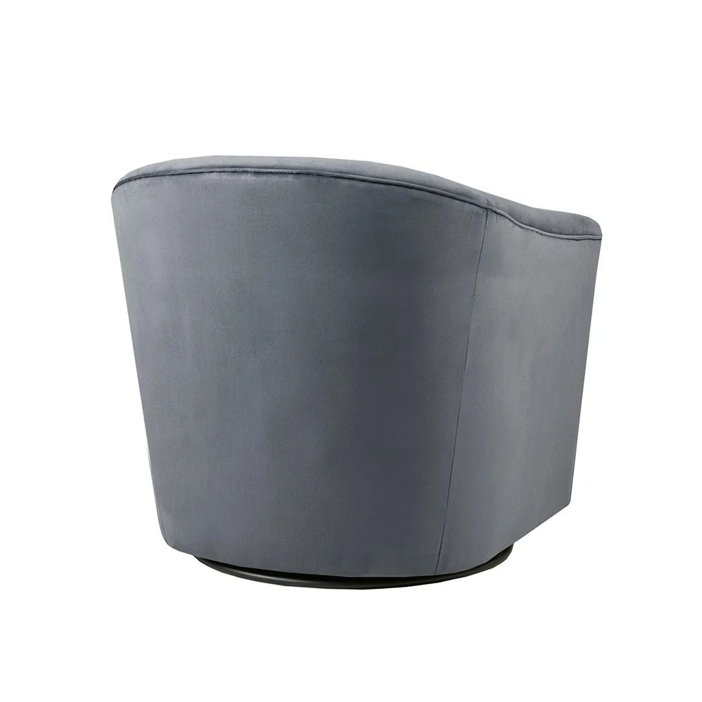 Gracie Mills Carley Grey Velvet Barrel Swivel Chair X6760