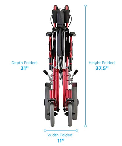 NOVA Heavy Duty Bariatric Transport Chair 400 lb Capacity, Red O766015