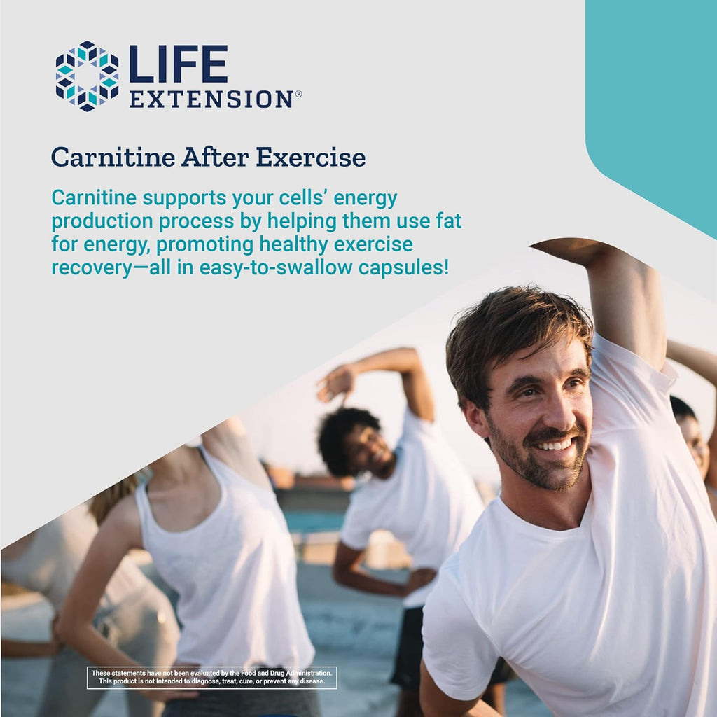Life Extension Optimized Carnitine L-Carnitine Supplement, 60 Capsules H40327