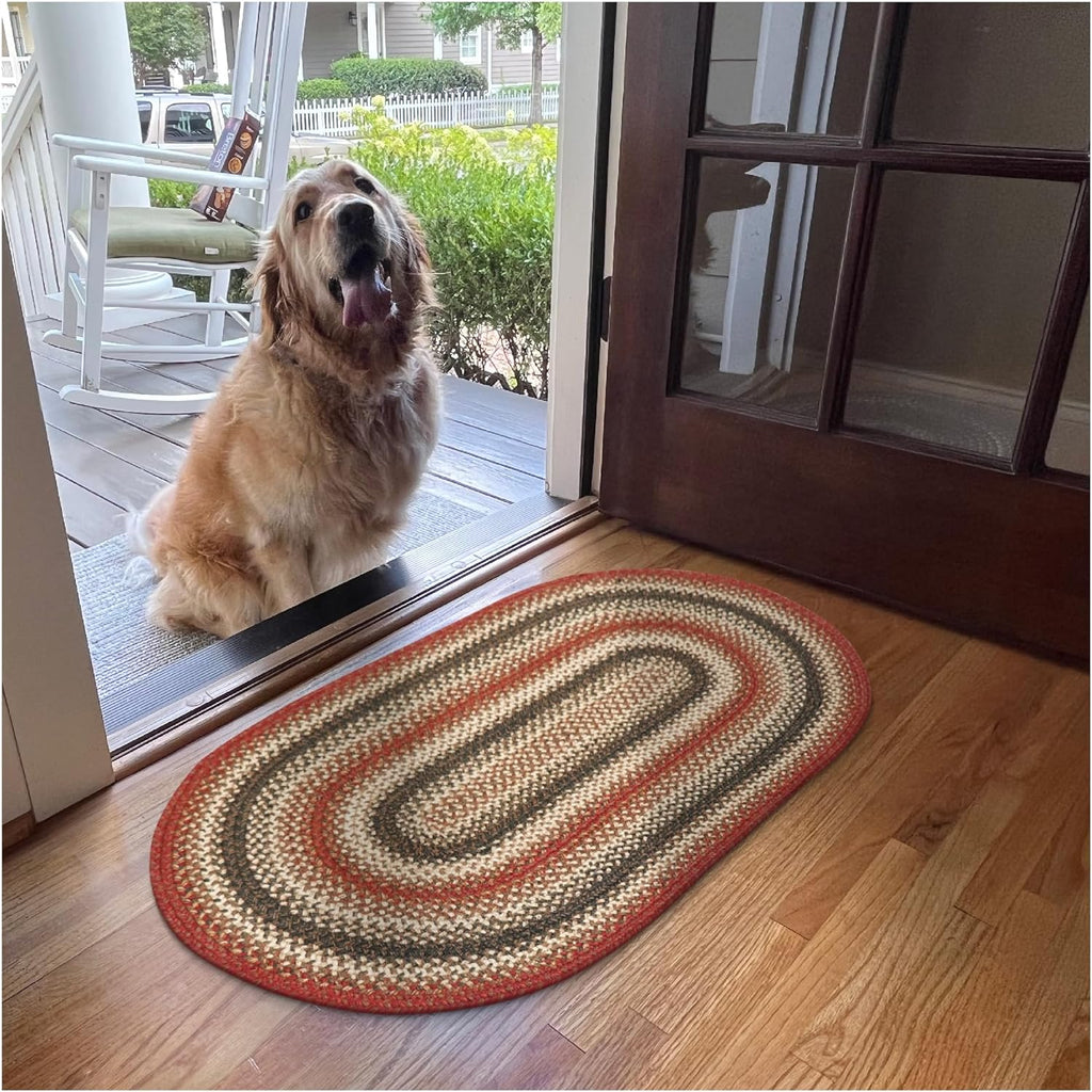 Homespice Chester Red Braided Oval Rug 27x45 H140076
