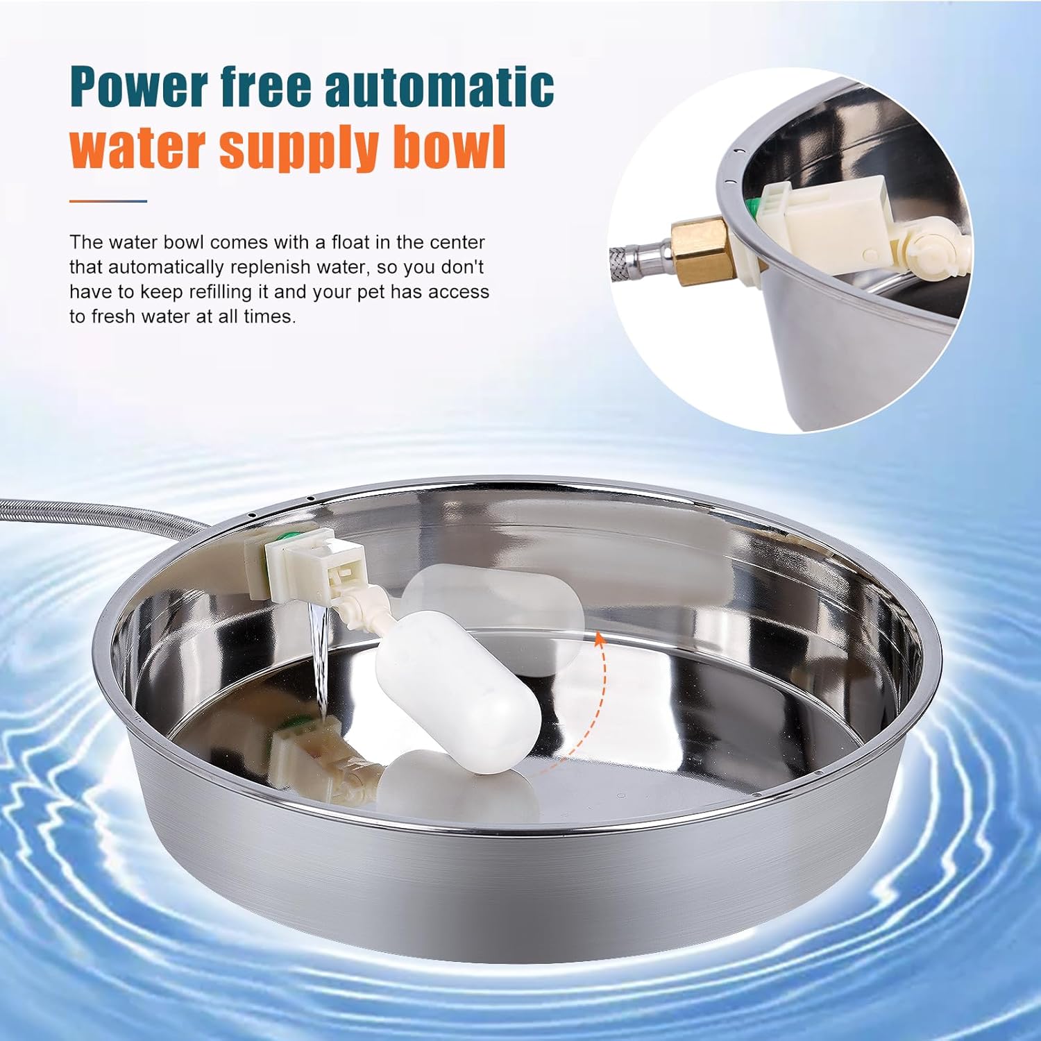 Stainless Steel Automatic Dog Water Bowl Dispenser for Large Breed Outdoor Use W4587