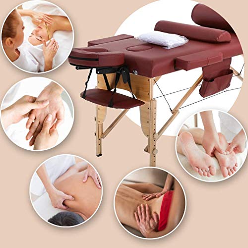 Dkeli Portable Massage Table Spa Bed Foldable 73 Inch Height Adjustable with Carry Case, Cream E1822