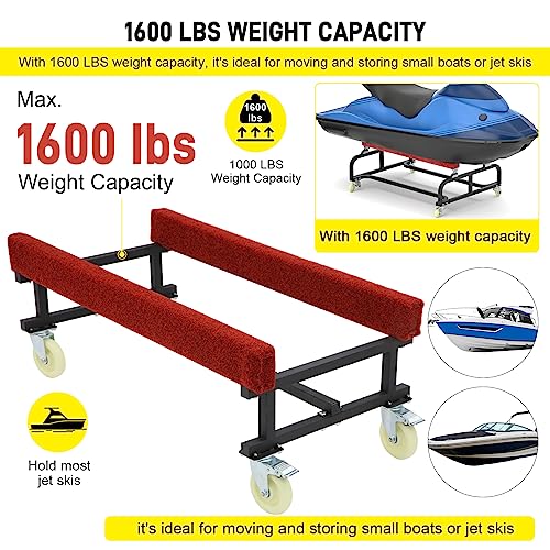 Watercraft PWC Dolly Jet Ski Dolly 1300 LBS Capacity Boat Trailer with Casters and Brakes C674