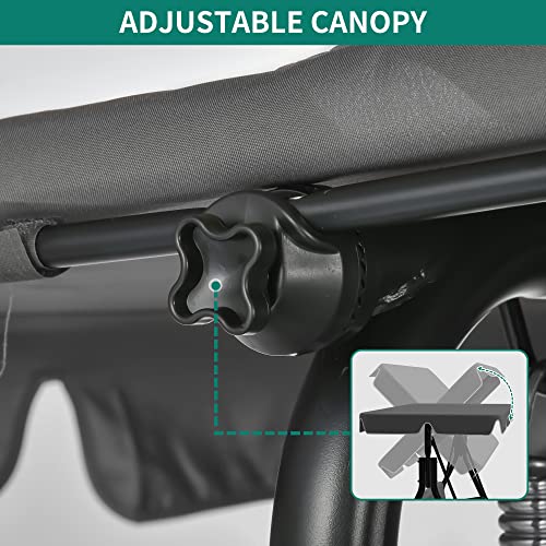 YITAHOME Outdoor Patio Swing Chair 3 Person with Adjustable Canopy, Black P266