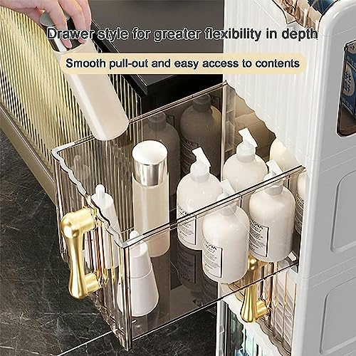 Bathroom Floor Cabinet with Stackable Storage Drawers, Slim Toilet Paper Storage D354