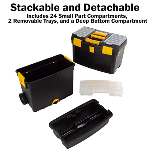 Stalwart Rolling Tool Box with Wheels, Foldable Handle, Removable Top H6527