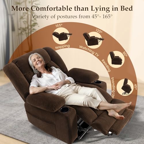 Large Power Lift Recliner for Elderly with Heat and Massage, Dark Brown P13635