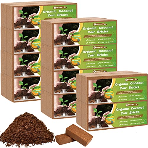 ZeeDix 8 Pcs Premium Coco Coir Compressed Coconut Coir 100% Organic Coco Coir Brick Coconut Coir Bricks with Low EC and pH Balance for Plants Gardening Herbs
